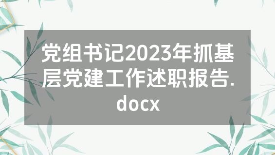 党组书记2023年抓基层党建工作述职报告.docx
