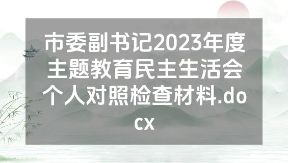 市委副书记2023年度主题教育民主生活会个人对照检查材料.docx