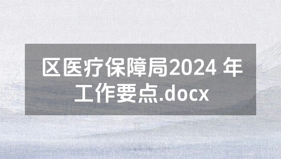 区医疗保障局2024 年工作要点.docx