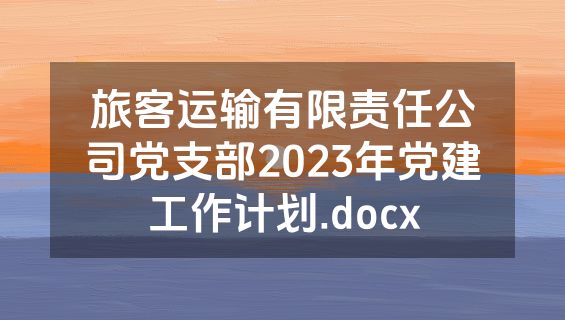 旅客运输有限责任公司党支部2023年党建工作计划.docx
