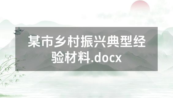 某市乡村振兴典型经验材料.docx