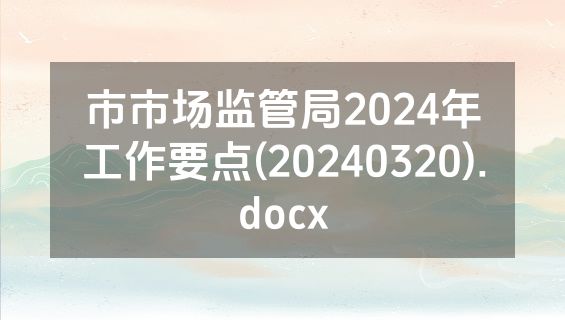市市场监管局2024年工作要点(20240320).docx