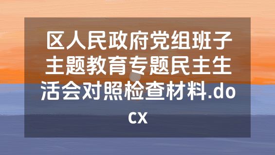 区人民政府党组班子主题教育专题民主生活会对照检查材料.docx