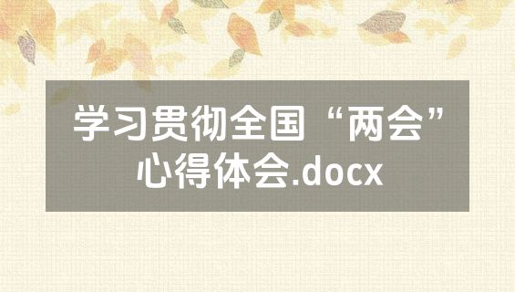 学习贯彻全国“两会”心得体会.docx