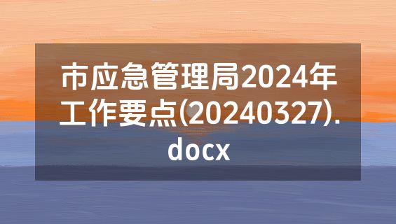 市应急管理局2024年工作要点(20240327).docx