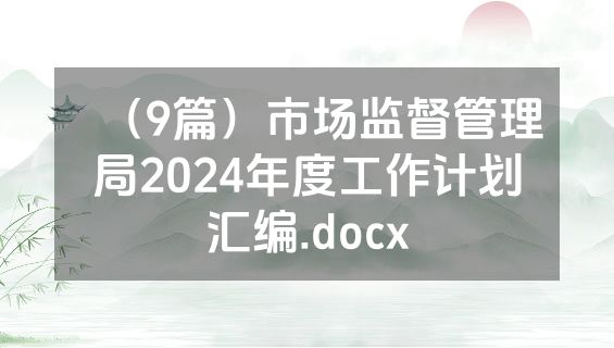 （9篇）市场监督管理局2024年度工作计划汇编.docx
