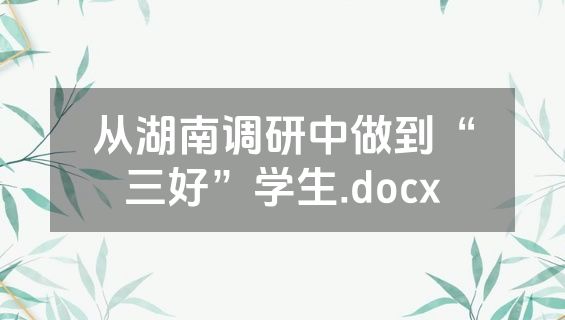 从湖南调研中做到“三好”学生.docx
