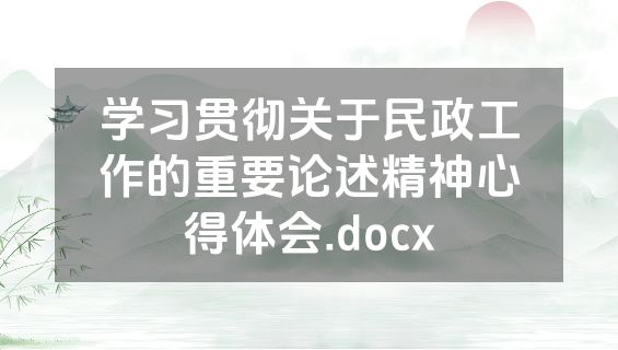 学习贯彻关于民政工作的重要论述精神心得体会.docx