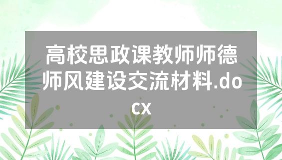 高校思政课教师师德师风建设交流材料.docx