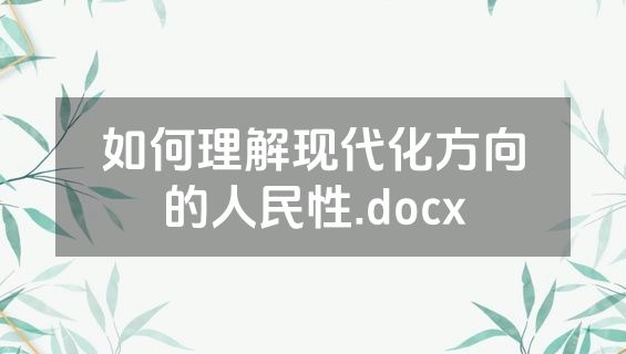 如何理解现代化方向的人民性.docx