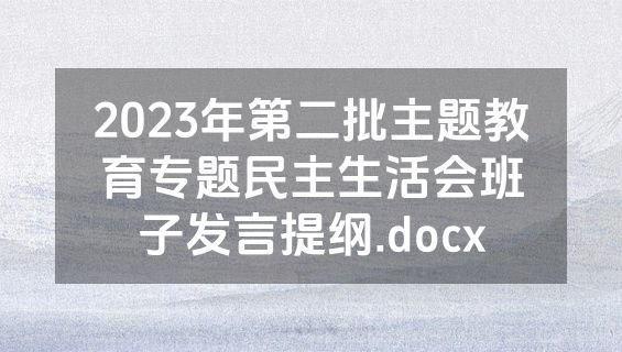 2023年第二批主题教育专题民主生活会班子发言提纲.docx