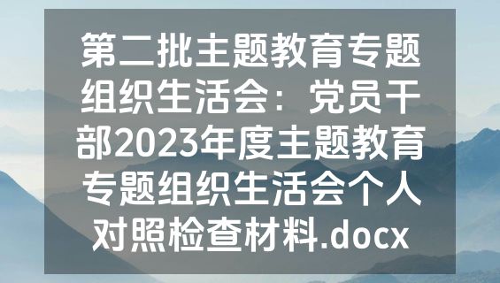 第二批主题教育专题组织生活会：党员干部2023年度主题教育专题组织生活会个人对照检查材料.docx