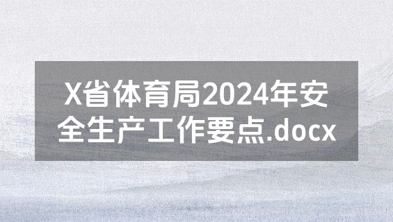 X省体育局2024年安全生产工作要点.docx