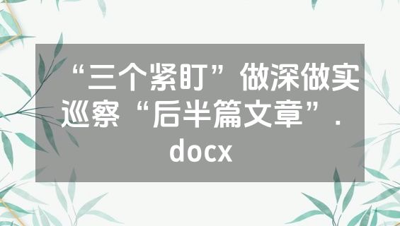 “三个紧盯”做深做实巡察“后半篇文章”.docx