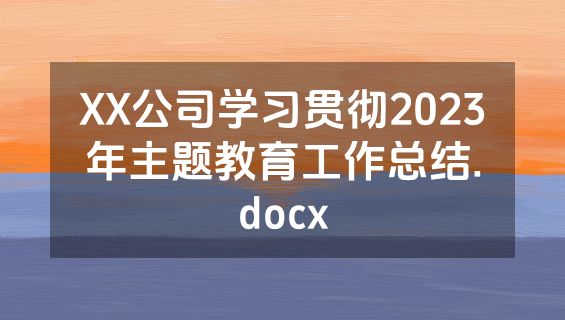 XX公司学习贯彻2023年主题教育工作总结.docx