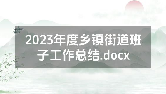 2023年度乡镇街道班子工作总结.docx
