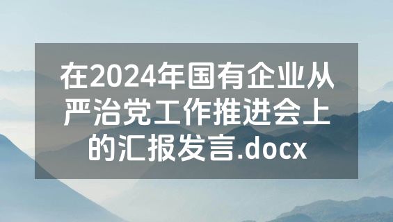 在2024年国有企业从严治党工作推进会上的汇报发言.docx