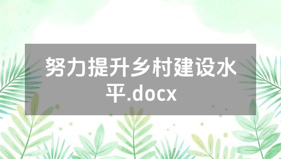 努力提升乡村建设水平.docx