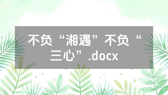 不负“湘遇”不负“三心”.docx