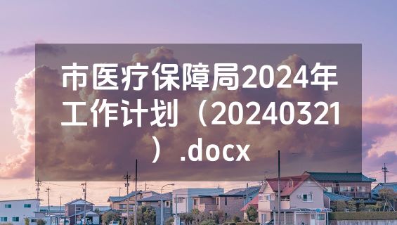 市医疗保障局2024年工作计划（20240321）.docx