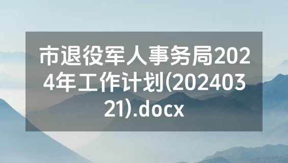市退役军人事务局2024年工作计划(20240321).docx