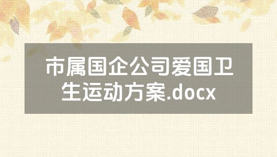 市属国企公司爱国卫生运动方案.docx