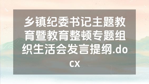 乡镇纪委书记主题教育暨教育整顿专题组织生活会发言提纲.docx