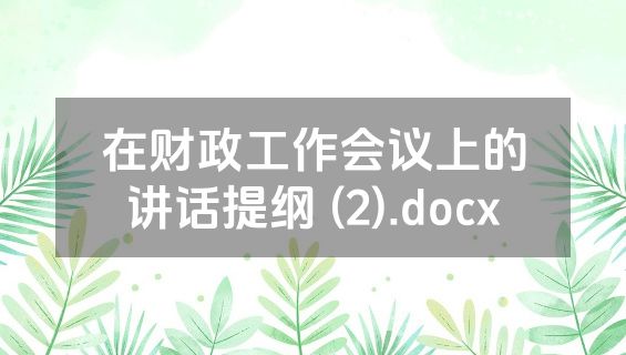 在财政工作会议上的讲话提纲 (2).docx
