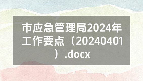 市应急管理局2024年工作要点（20240401）.docx