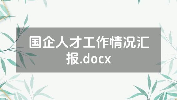 国企人才工作情况汇报.docx
