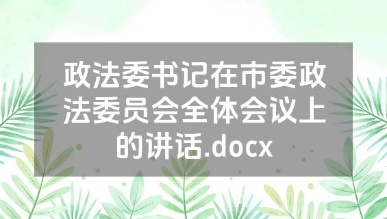政法委书记在市委政法委员会全体会议上的讲话.docx