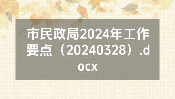 市民政局2024年工作要点（20240328）.docx