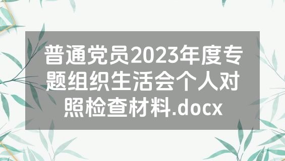 普通党员2023年度专题组织生活会个人对照检查材料.docx