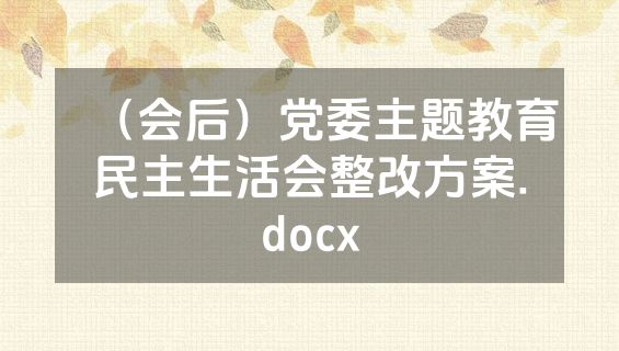 （会后）党委主题教育民主生活会整改方案.docx