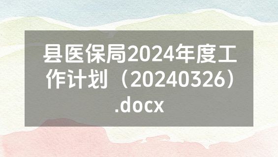 县医保局2024年度工作计划（20240326）.docx