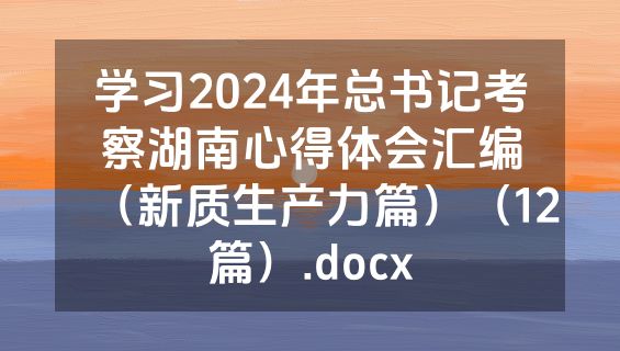 学习2024年总书记考察湖南心得体会汇编（新质生产力篇）（12篇）.docx