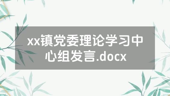 xx镇党委理论学习中心组发言.docx