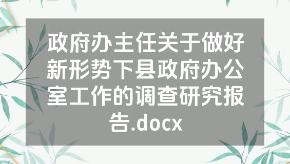 政府办主任关于做好新形势下县政府办公室工作的调查研究报告.docx