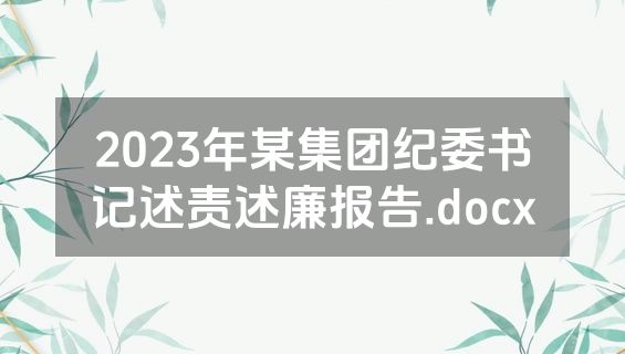 2023年某集团纪委书记述责述廉报告.docx