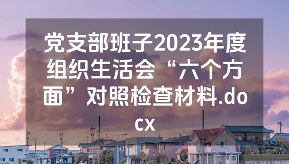 党支部班子2023年度组织生活会“六个方面”对照检查材料.docx