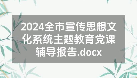 2024全市宣传思想文化系统主题教育党课辅导报告.docx