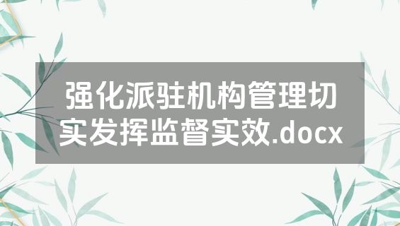 强化派驻机构管理切实发挥监督实效.docx