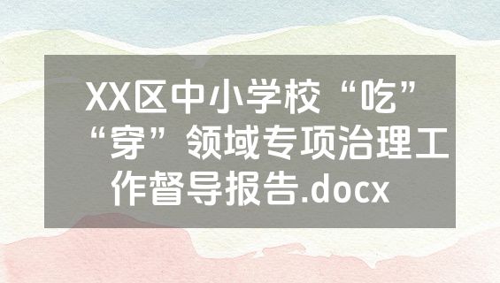 XX区中小学校“吃”“穿”领域专项治理工作督导报告.docx