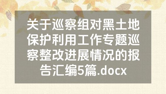 关于巡察组对黑土地保护利用工作专题巡察整改进展情况的报告汇编5篇.docx