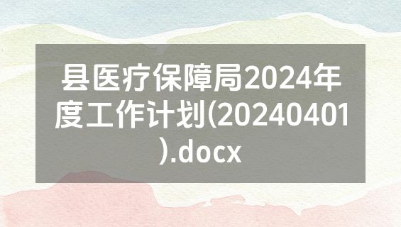 县医疗保障局2024年度工作计划(20240401).docx