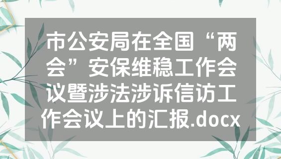 市公安局在全国“两会”安保维稳工作会议暨涉法涉诉信访工作会议上的汇报.docx