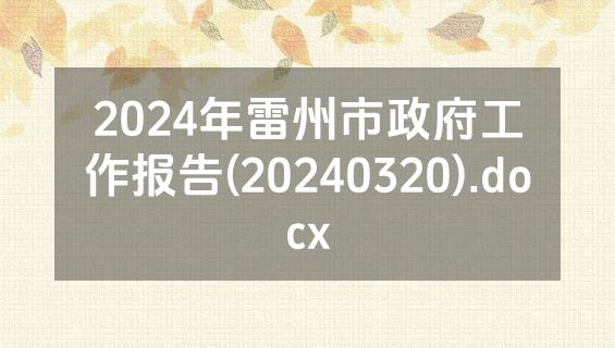 2024年雷州市政府工作报告(20240320).docx
