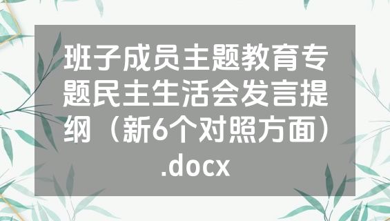 班子成员主题教育专题民主生活会发言提纲（新6个对照方面）.docx