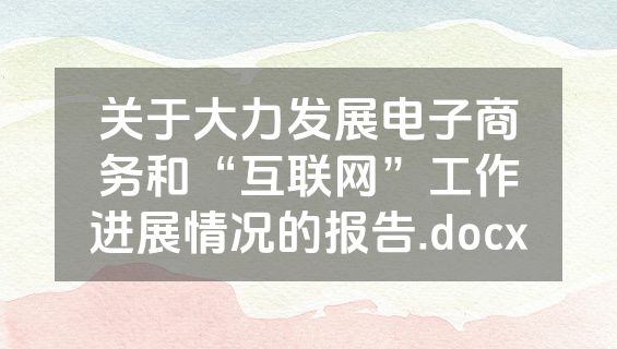 关于大力发展电子商务和“互联网”工作进展情况的报告.docx