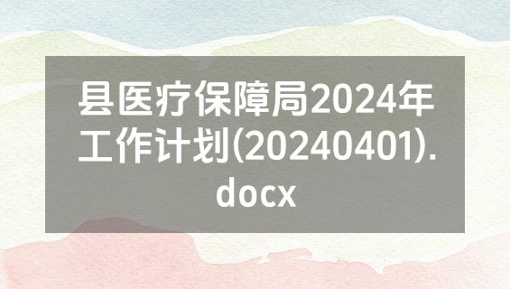县医疗保障局2024年工作计划(20240401).docx